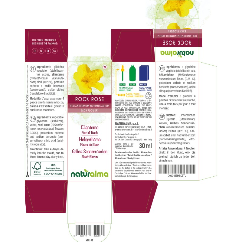 Fiori di Bach BIO Metodo originale, N° 26, Elianto, Rock Rose